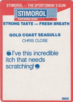 1990 Stimorol NRL #60 Chris Close Back